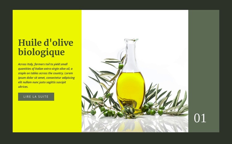 Huile d'olive biologique Modèle de site Web