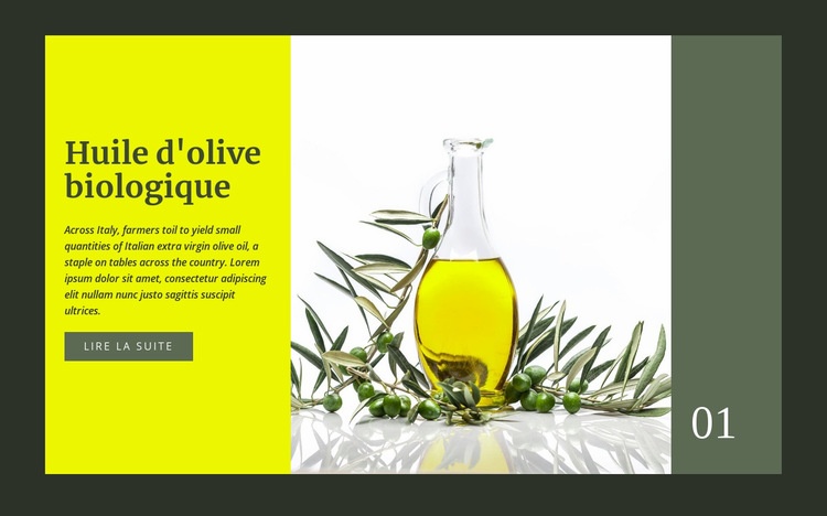 Huile d'olive biologique Modèle d'une page