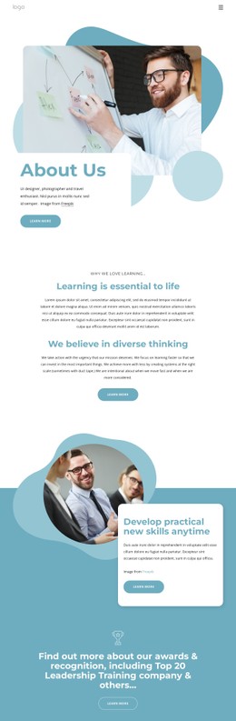 Creating A Spirit Of Learning Single Page Template