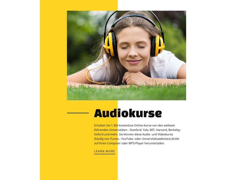 Audiokurse und -programme Eine Seitenvorlage