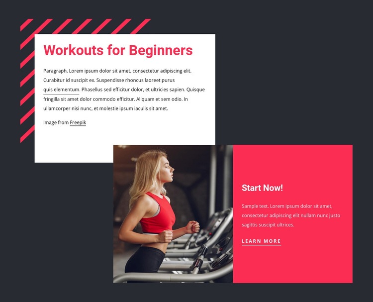 Workouts for beginners Homepage Design