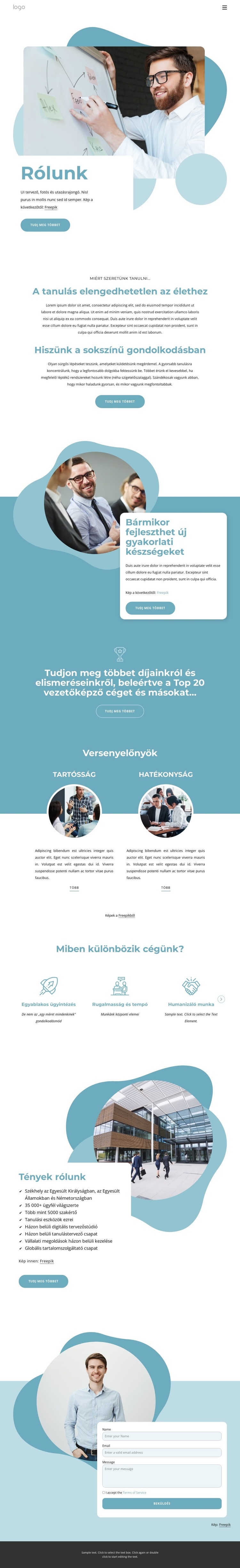 A tanulás szellemének megteremtése Weboldal sablon