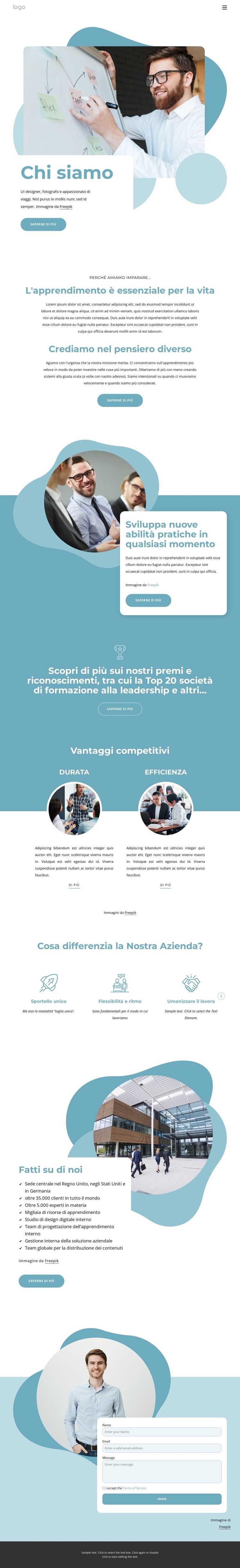 Creare uno spirito di apprendimento Mockup del sito web