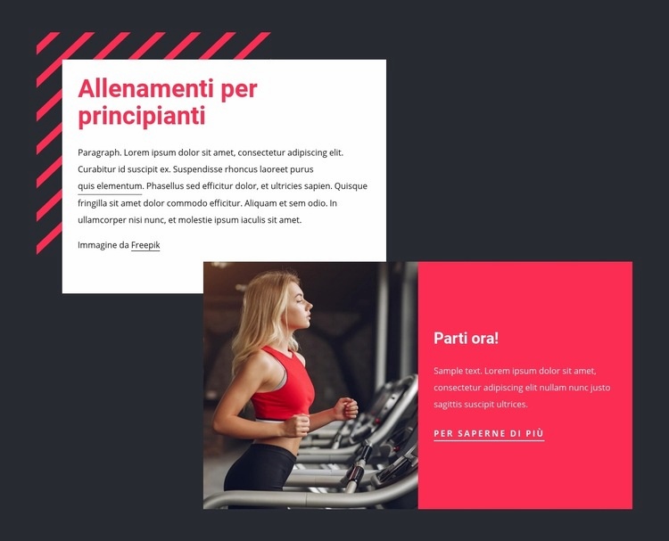 Allenamenti per principianti Mockup del sito web