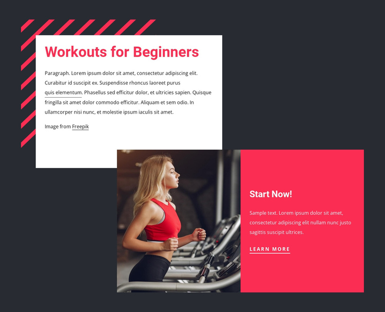 Workouts for beginners One Page Template