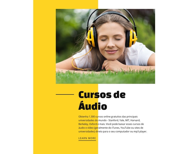 Cursos e programas educacionais de áudio Design do site