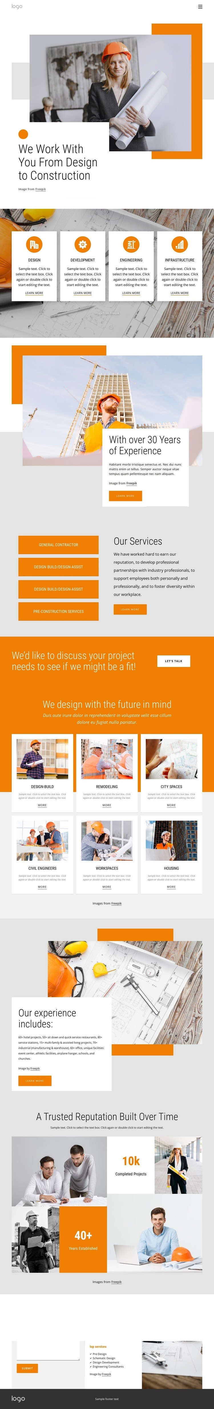 From design to construction Homepage Design