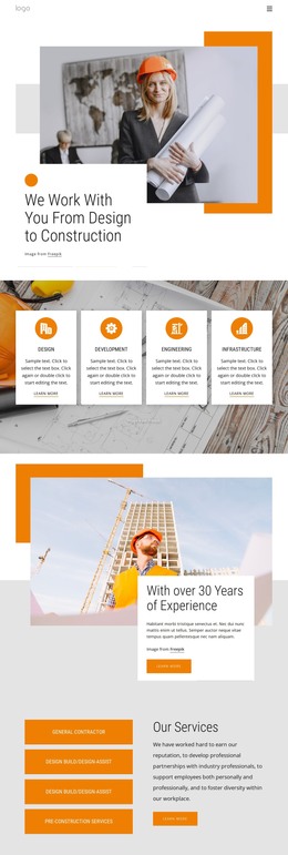 From design to construction - HTML Template by Nicepage