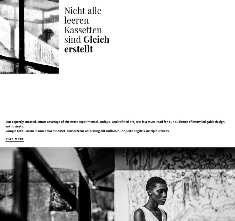 Kunstfoto und Text Website design