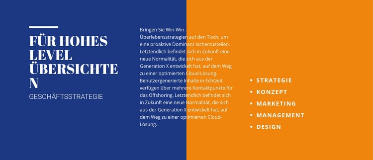 Überschrift und Text auf Hintergrund Landing Page