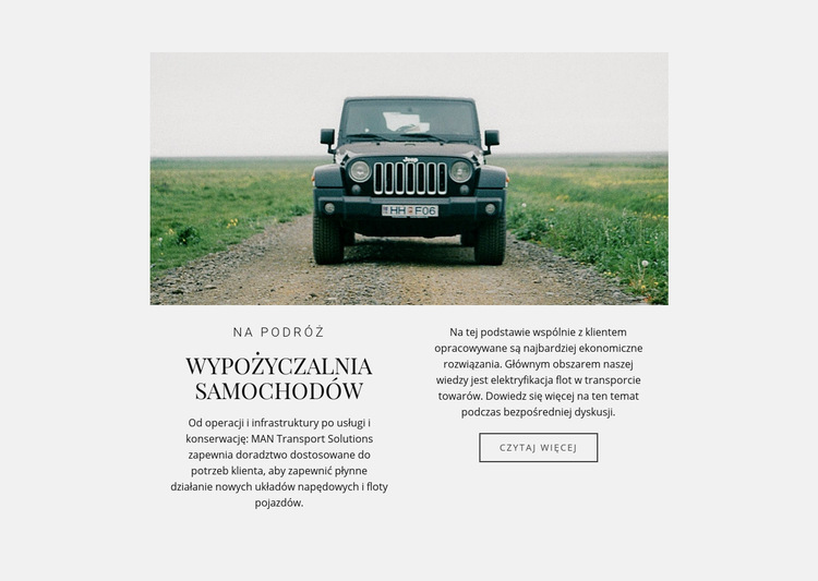 Usługi wynajmu samochodów Szablon witryny sieci Web