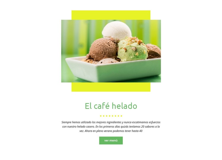 Café helado Maqueta de sitio web