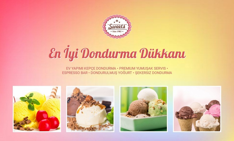 En İyi Dondurma Dükkanı Html Web Sitesi Oluşturucu