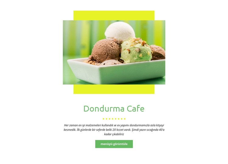 Dondurma Cafe Web Sitesi Mockup'ı