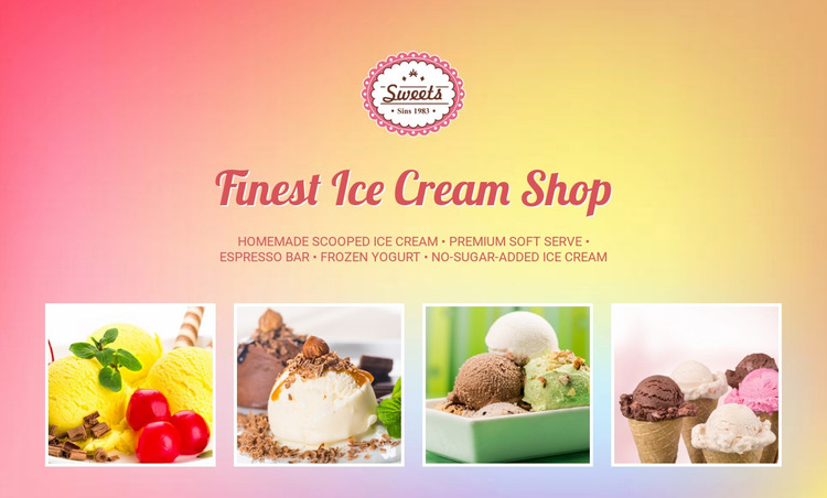 Finest Ice Cream Shop Website Mockup