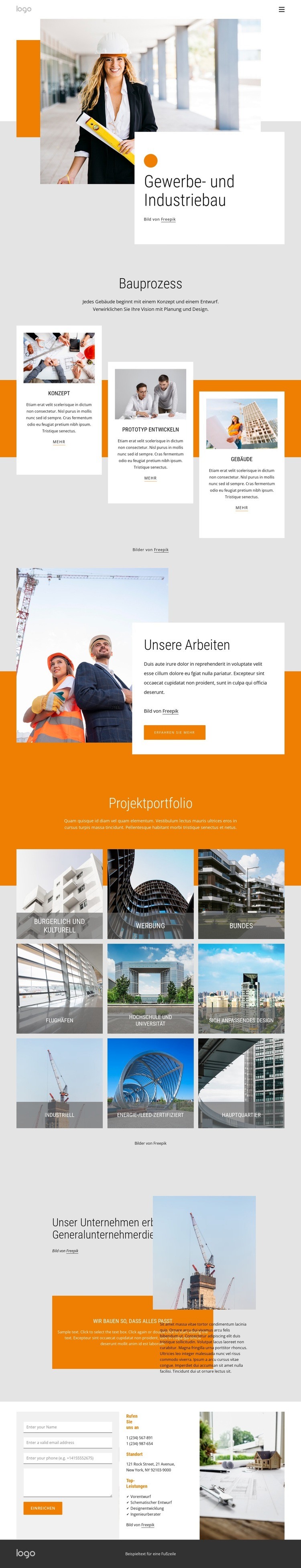 Gewerbe- und Industriebau Website-Modell