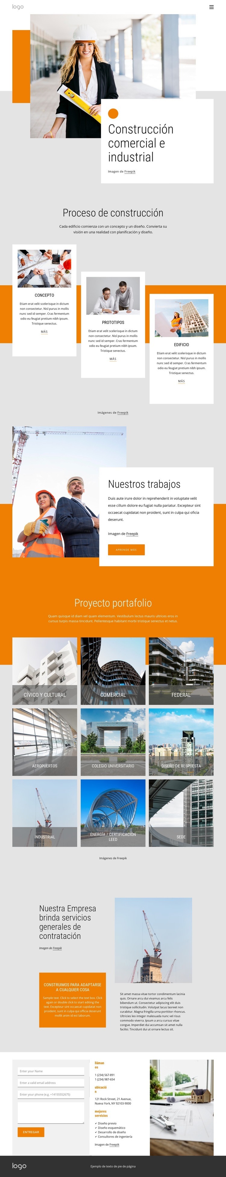 Construcción comercial e industrial Maqueta de sitio web
