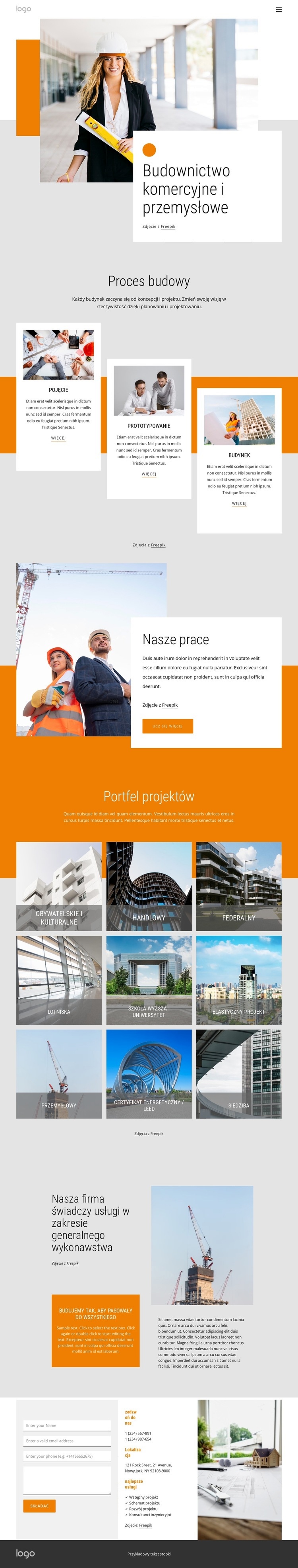 Budownictwo komercyjne i przemysłowe Makieta strony internetowej