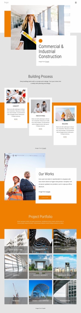 Сommercial And Industrial Construction - Template To Add Elements To Page