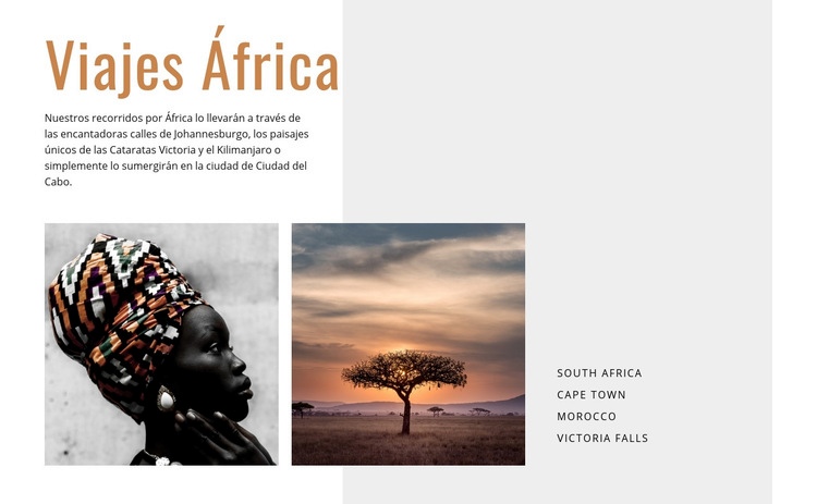 Viajes viajes por África Maqueta de sitio web