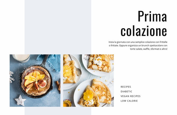 Colazione e pranzo Mockup del sito web