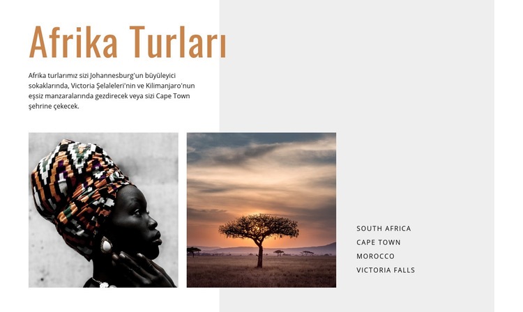 Afrika turları Web sitesi tasarımı