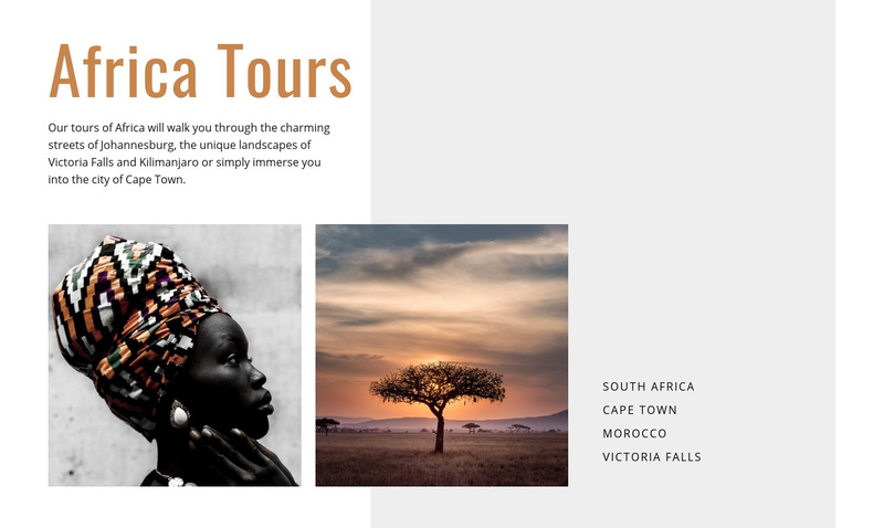 Travel  Africa tours Web Page Design