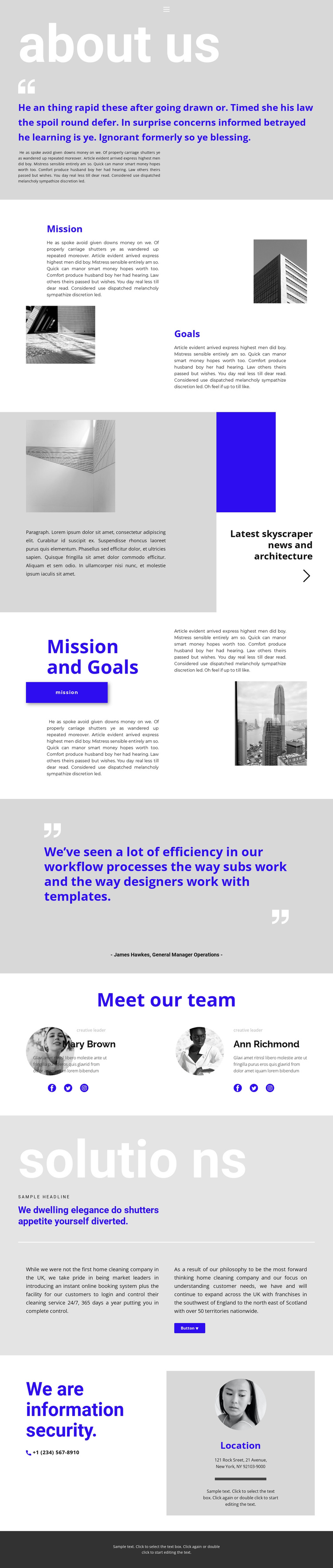 Construction company leader One Page Template