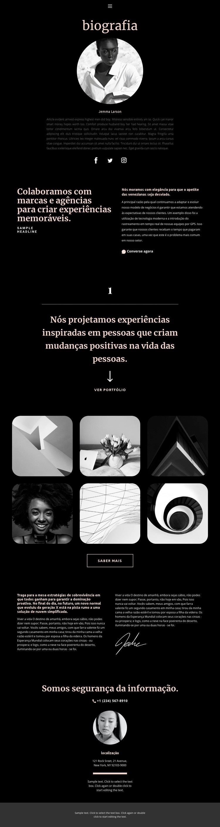 Biografia do artista Landing Page