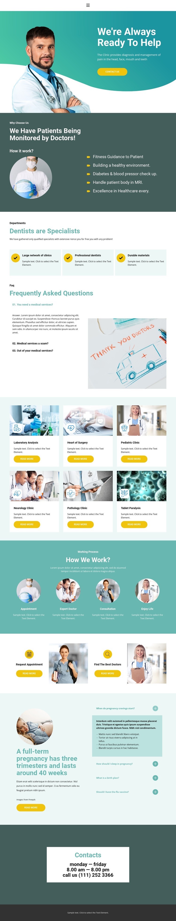 Treatment under insurance Homepage Design