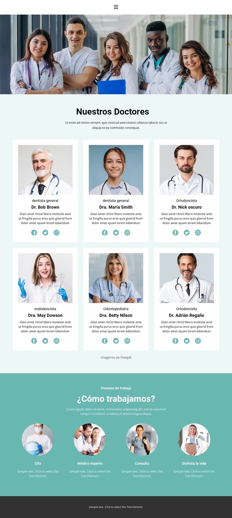 Los mejores trabajadores médicos. Creador de sitios web HTML