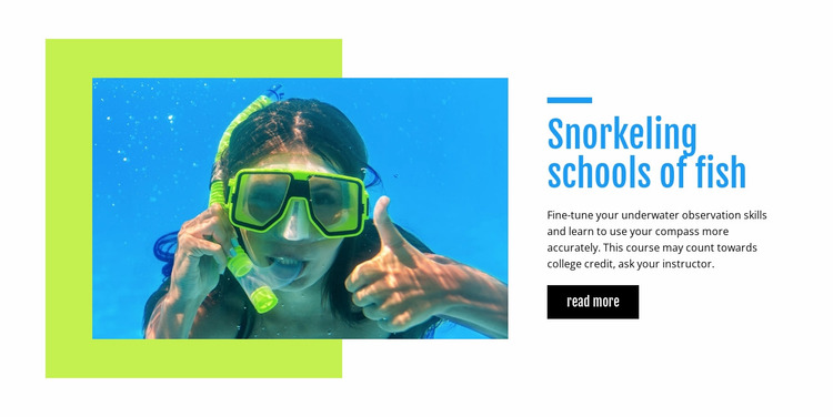 Snorkeling schools of fish Website Mockup