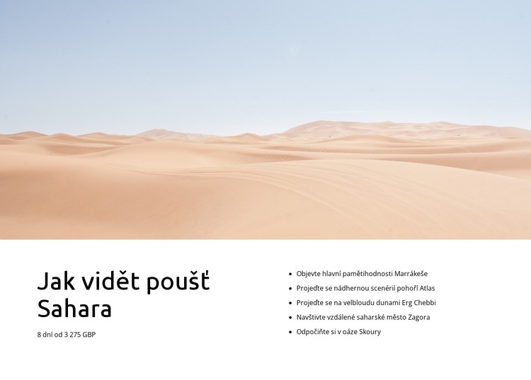 Výlety po saharské poušti Webový design