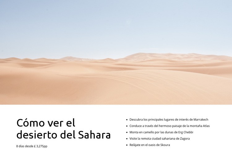 Tours por el desierto del Sahara Plantilla HTML5