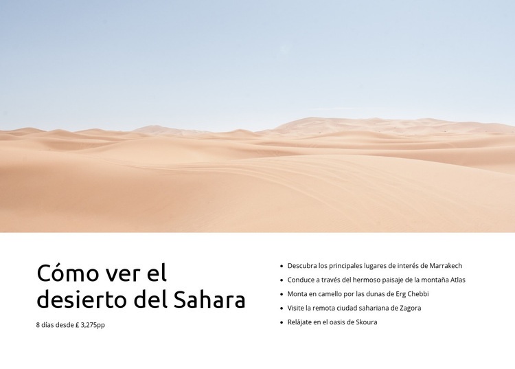 Tours por el desierto del Sahara Plantilla de una página