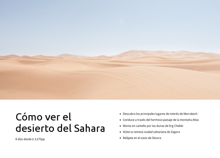 Tours por el desierto del Sahara Plantilla de sitio web
