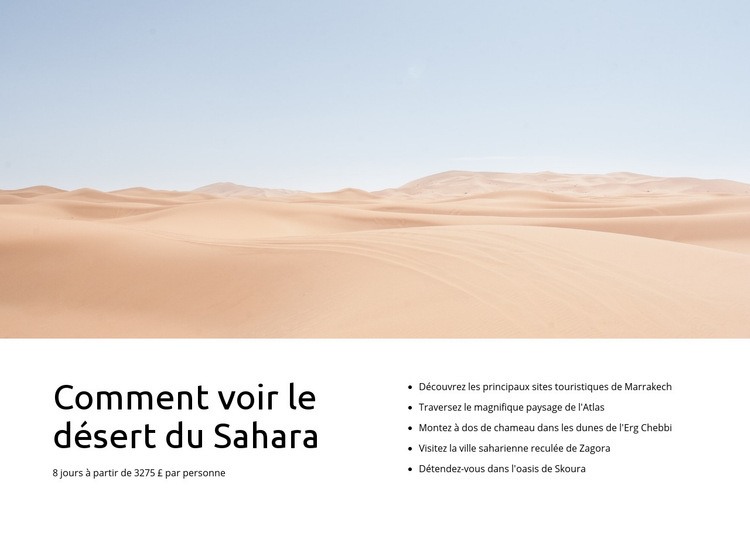 Excursions dans le désert du Sahara Modèles de constructeur de sites Web