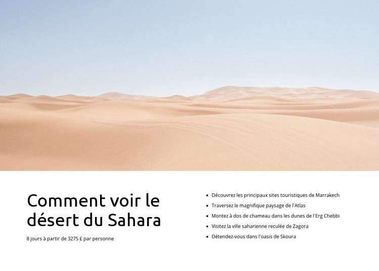 Excursions dans le désert du Sahara Modèle HTML