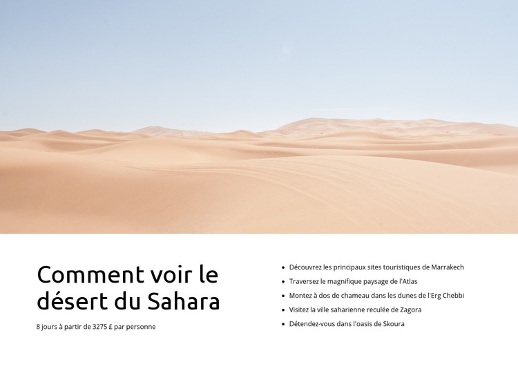 Excursions dans le désert du Sahara Modèle de site Web
