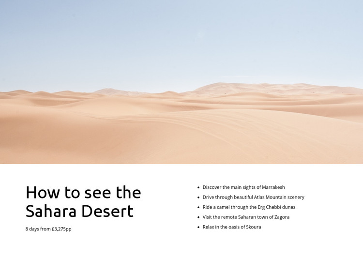 Sahara desert tours Homepage Design