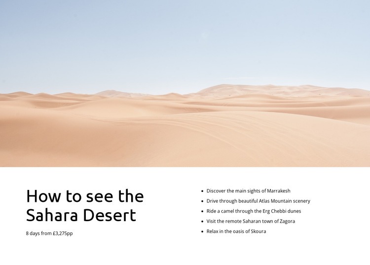 Szaharai sivatagi túrák Html Weboldal készítő