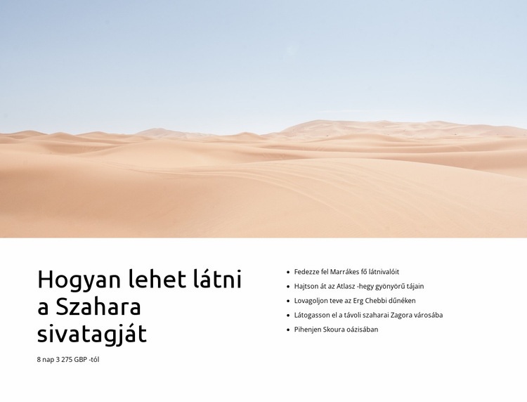 Szaharai sivatagi túrák HTML Sablon