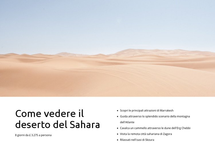 Tour nel deserto del Sahara Modello di sito Web