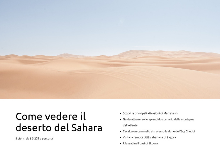 Tour nel deserto del Sahara Tema WordPress