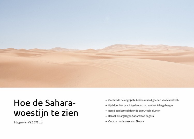 Sahara woestijn tours Bestemmingspagina
