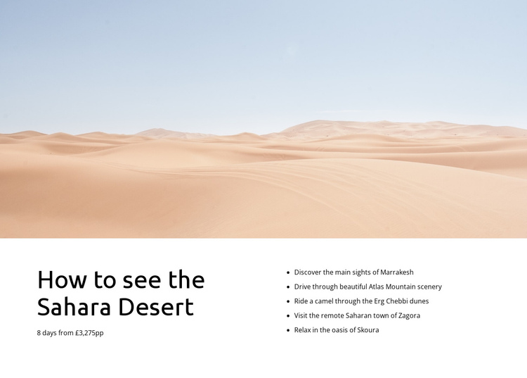 Sahara desert tours One Page Template