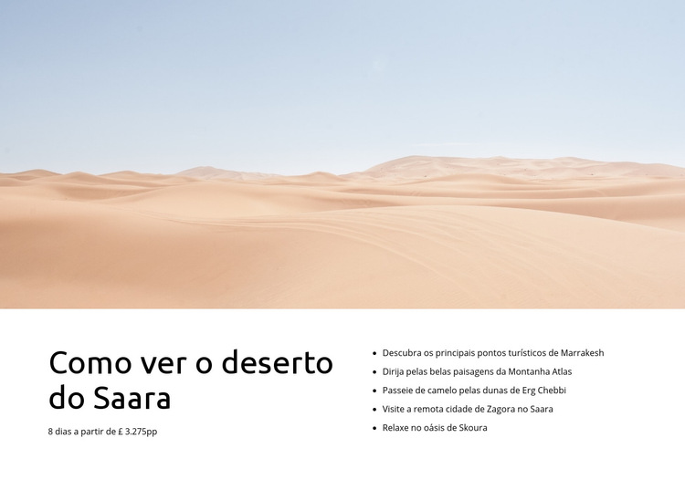 Passeios no deserto do Saara Modelo de site