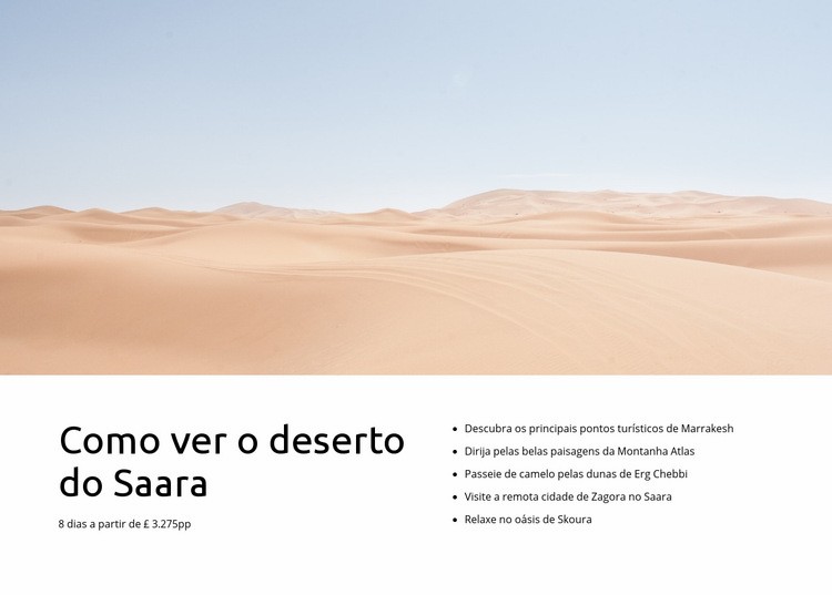 Passeios no deserto do Saara Modelo de uma página