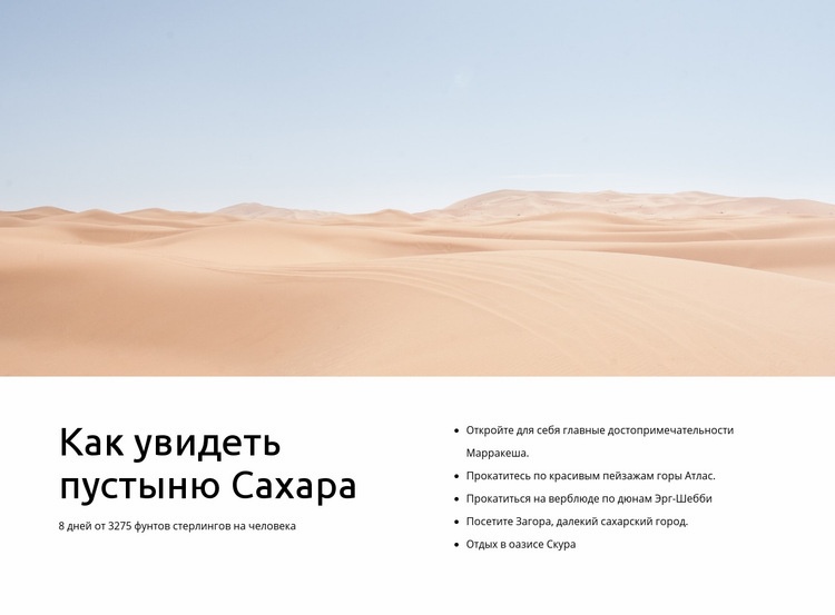 Туры по пустыне Сахара Мокап веб-сайта