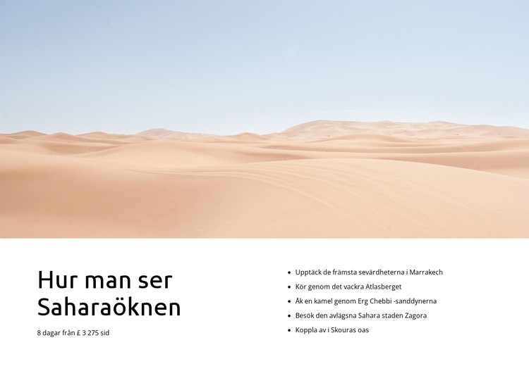 Sahara ökenresor Webbplats mall